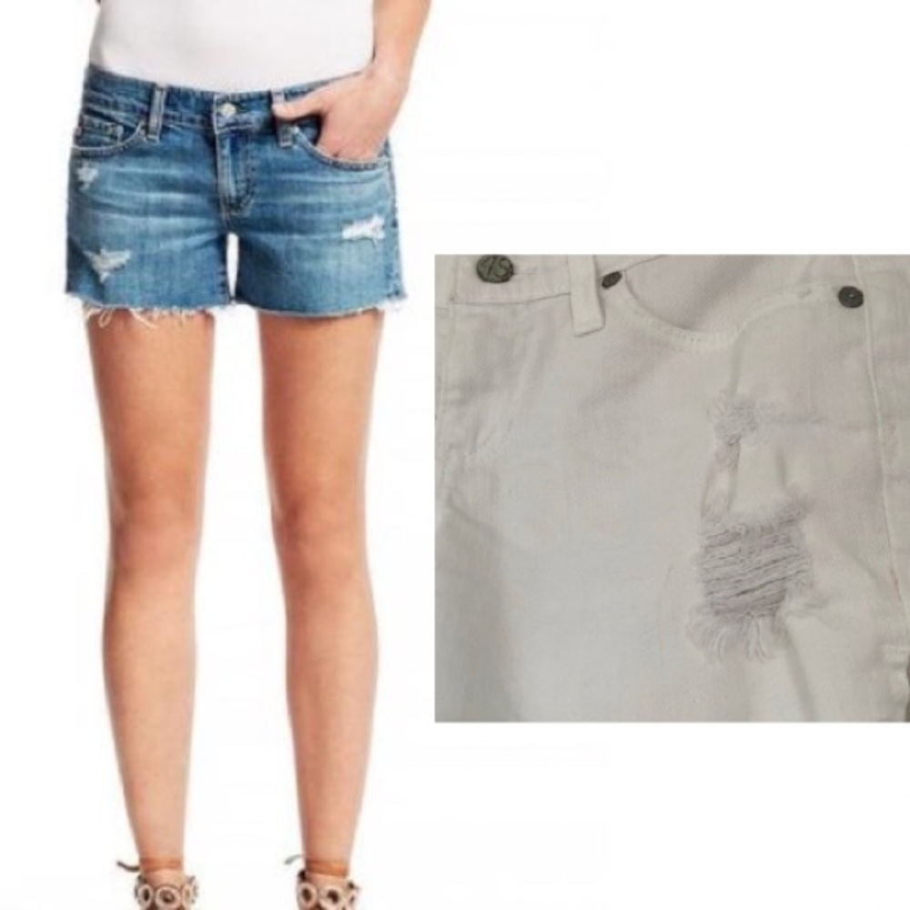 AG Adriano Goldschmied The carrie WHITE distressed jean shorts